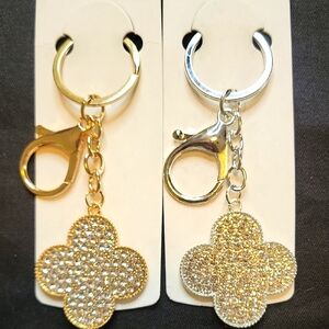 Elegant Four Leag Clover Gold Or Silver Keychain/ Bag Charm NWT